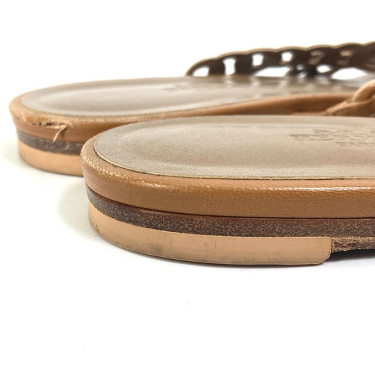 HERMES Sandals leather Brown Chene Dunkle 5 Row Women 40 Used Authentic