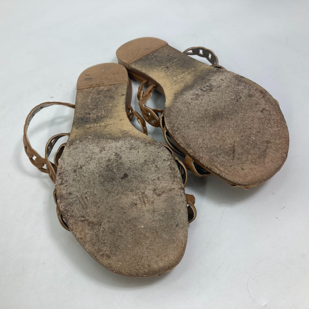 HERMES Sandals leather Brown Chene Dunkle 5 Row Women 40 Used Authentic
