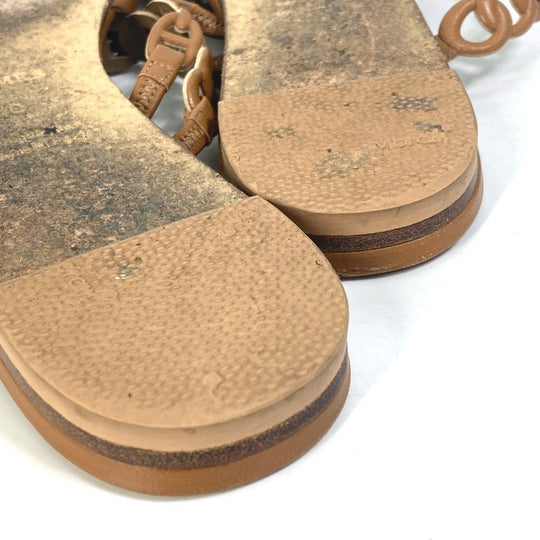 HERMES Sandals leather Brown Chene Dunkle 5 Row Women 40 Used Authentic