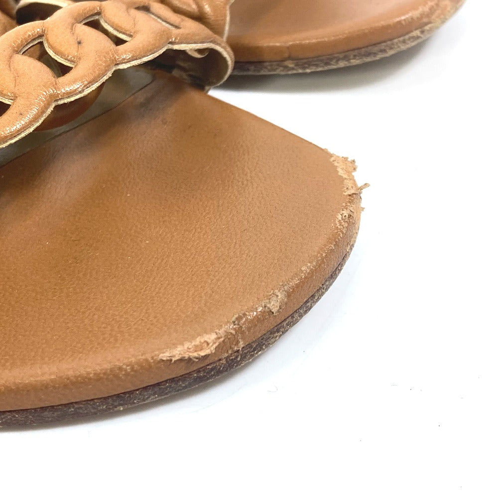 HERMES Sandals leather Brown Chene Dunkle 5 Row Women 40 Used Authentic