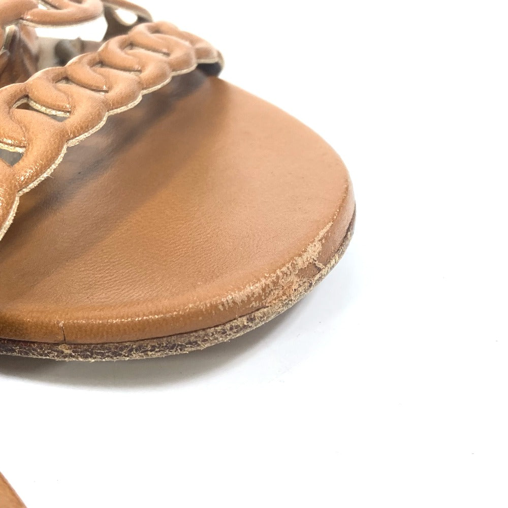 HERMES Sandals leather Brown Chene Dunkle 5 Row Women 40 Used Authentic
