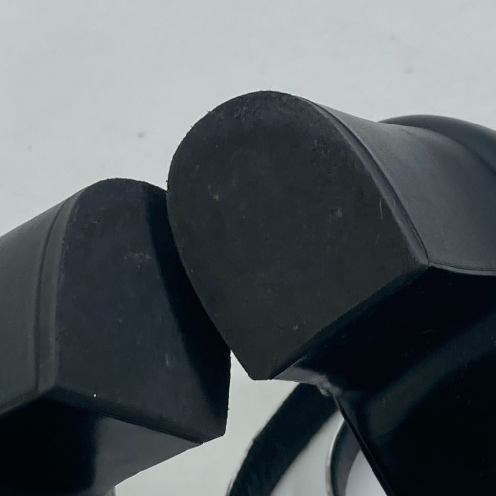 HERMES Sandals leather Silver Two-tone heel shoes Money Women 37 1/2 Used Authentic