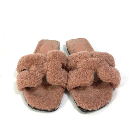HERMES Sandals Mouton, Mouton pink shoes flat flats Oran Women 37 Used Authentic