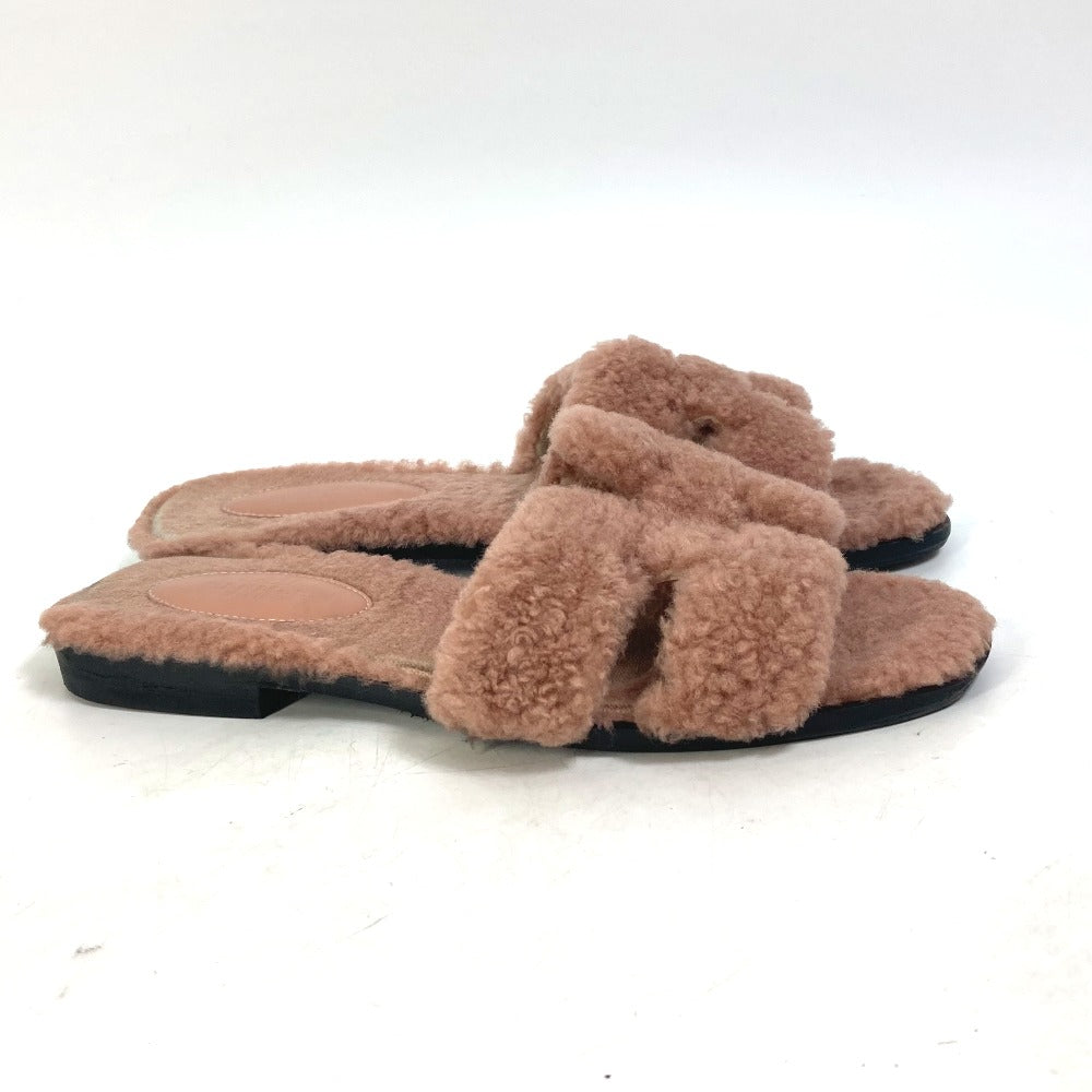HERMES Sandals Mouton, Mouton pink shoes flat flats Oran Women 37 Used Authentic