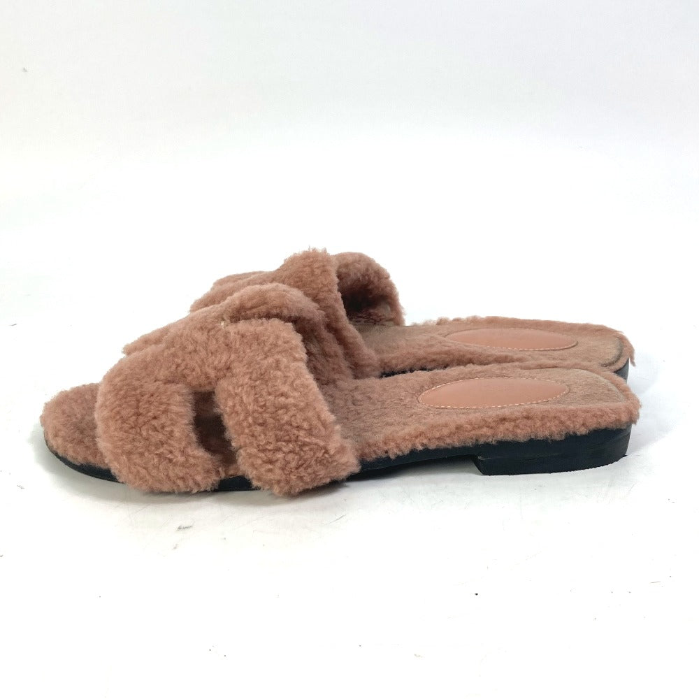 HERMES Sandals Mouton, Mouton pink shoes flat flats Oran Women 37 Used Authentic