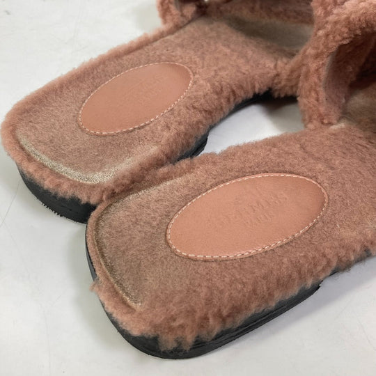 HERMES Sandals Mouton, Mouton pink shoes flat flats Oran Women 37 Used Authentic