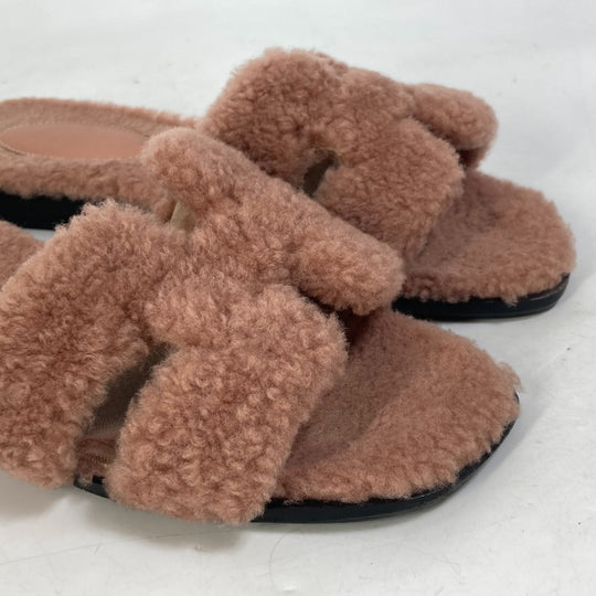 HERMES Sandals Mouton, Mouton pink shoes flat flats Oran Women 37 Used Authentic