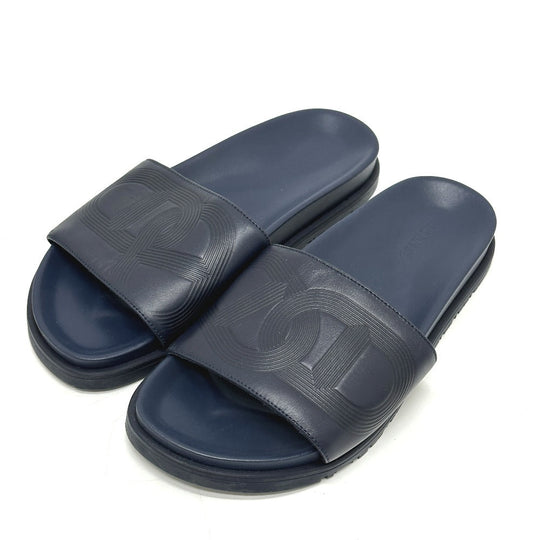 HERMES Sandals leather Navy Shoes Shower sandals Pool sandals Slide sandals Biarritz mens 41 Used Authentic