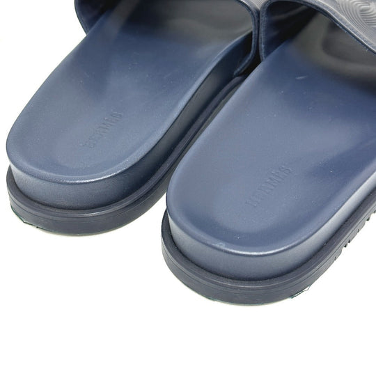 HERMES Sandals leather Navy Shoes Shower sandals Pool sandals Slide sandals Biarritz mens 41 Used Authentic