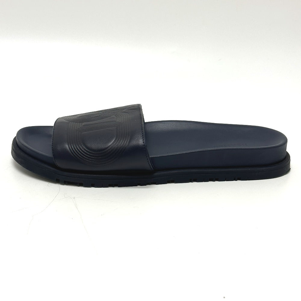 HERMES Sandals leather Navy Shoes Shower sandals Pool sandals Slide sandals Biarritz mens 41 Used Authentic