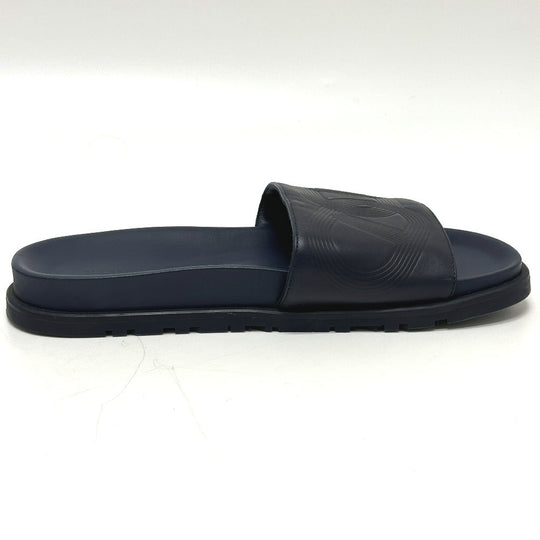 HERMES Sandals leather Navy Shoes Shower sandals Pool sandals Slide sandals Biarritz mens 41 Used Authentic