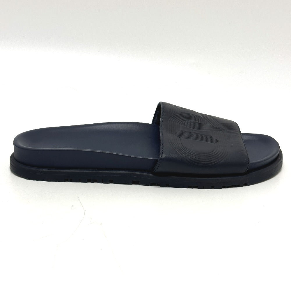 HERMES Sandals leather Navy Shoes Shower sandals Pool sandals Slide sandals Biarritz mens 41 Used Authentic