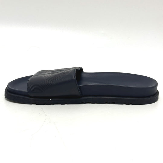 HERMES Sandals leather Navy Shoes Shower sandals Pool sandals Slide sandals Biarritz mens 41 Used Authentic