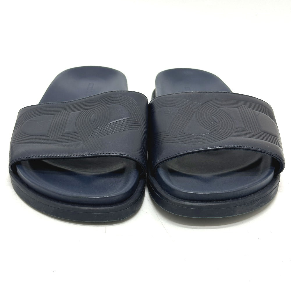 HERMES Sandals leather Navy Shoes Shower sandals Pool sandals Slide sandals Biarritz mens 41 Used Authentic