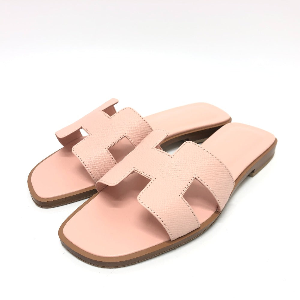 HERMES Sandals Epsom pink Oran Women 36 Used Authentic