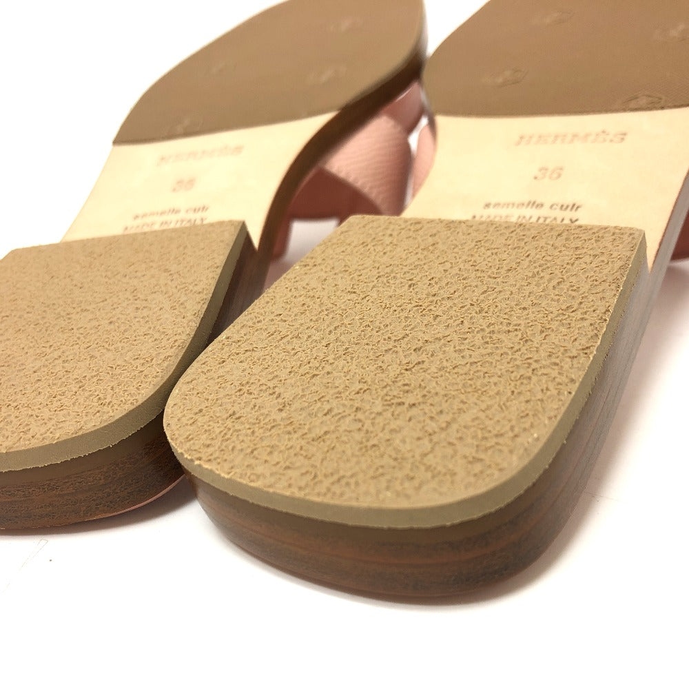 HERMES Sandals Epsom pink Oran Women 36 Used Authentic