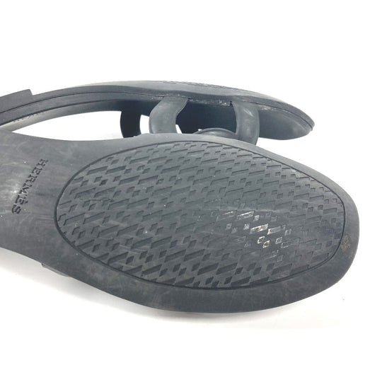 HERMES Sandals rubber black Aloha Women 38 Used Authentic