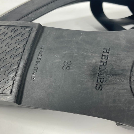 HERMES Sandals rubber black Aloha Women 38 Used Authentic