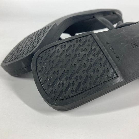 HERMES Sandals rubber black Aloha Women 38 Used Authentic