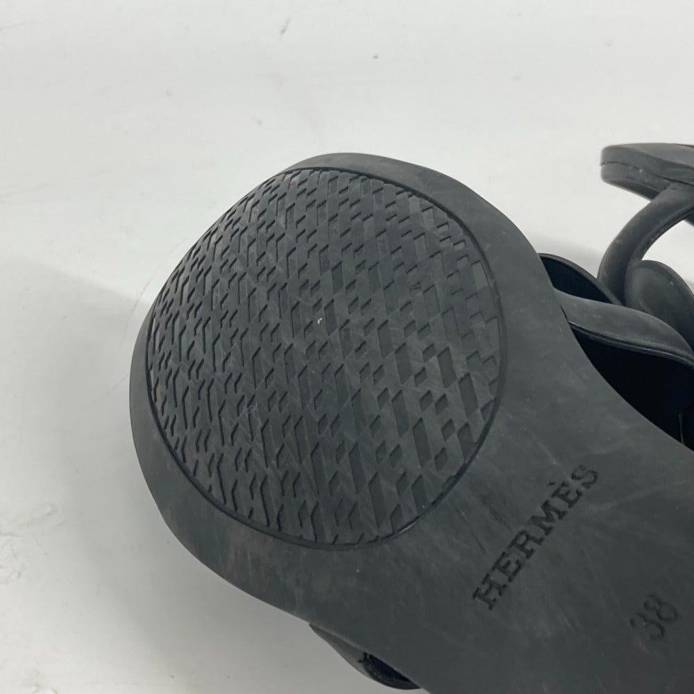 HERMES Sandals rubber black Aloha Women 38 Used Authentic