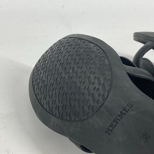 HERMES Sandals rubber black Aloha Women 38 Used Authentic
