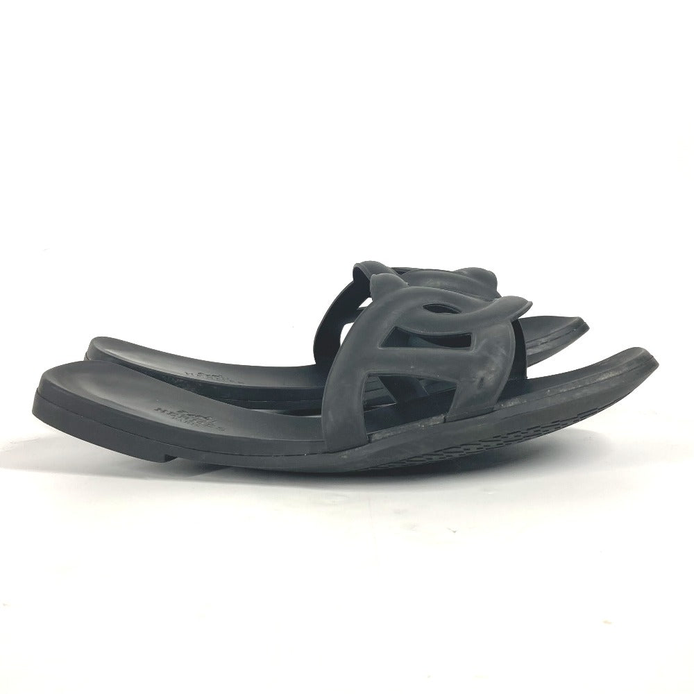 HERMES Sandals rubber black Aloha Women 38 Used Authentic