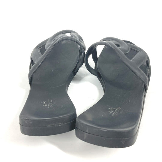 HERMES Sandals rubber black Aloha Women 38 Used Authentic