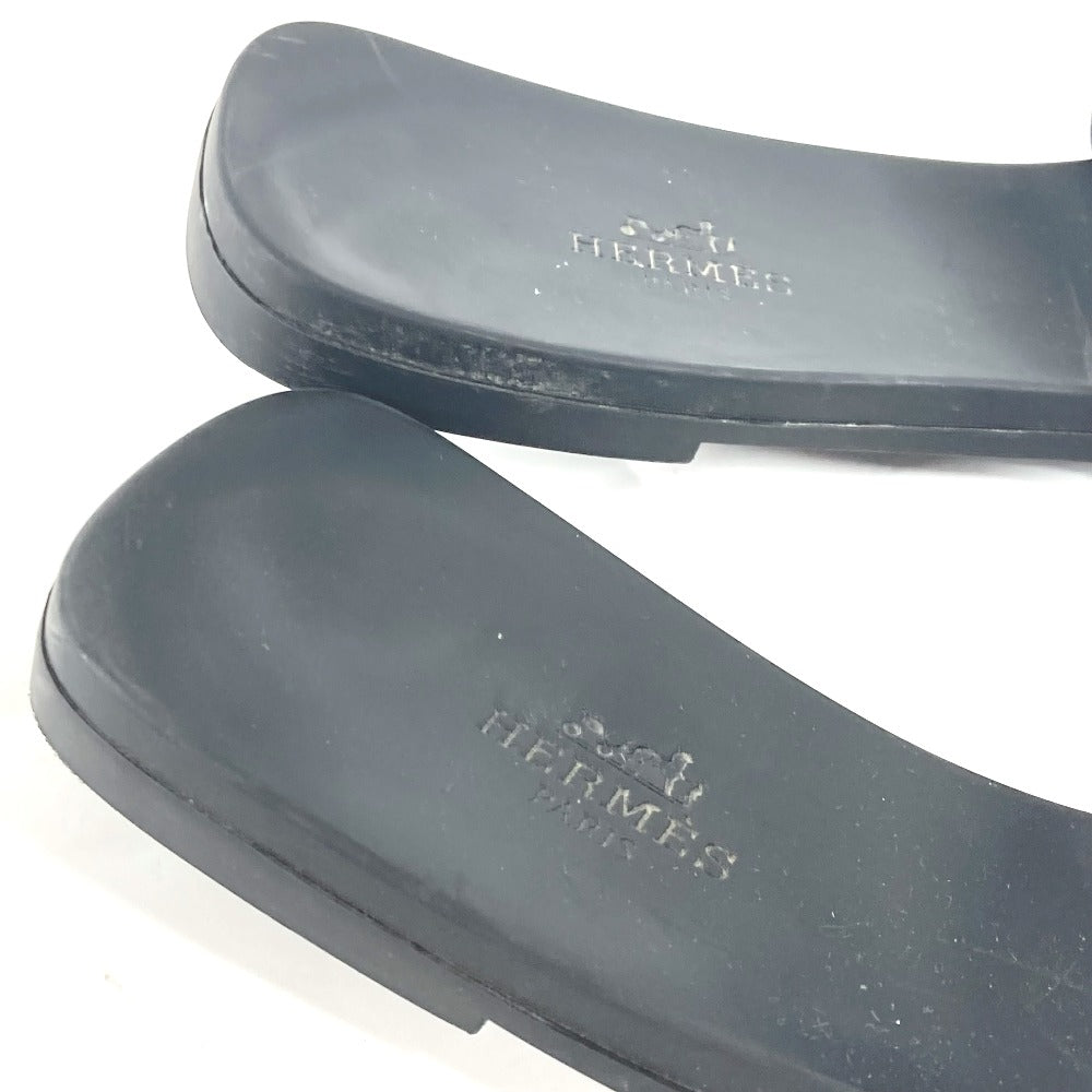 HERMES Sandals rubber black Aloha Women 38 Used Authentic
