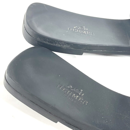 HERMES Sandals rubber black Aloha Women 38 Used Authentic