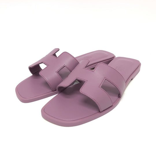 HERMES Sandals leather purple Oran Women 36 Used Authentic