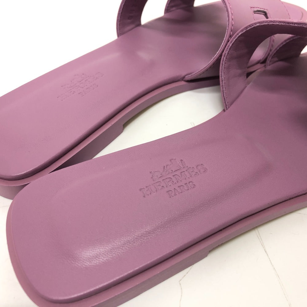 HERMES Sandals leather purple Oran Women 36 Used Authentic