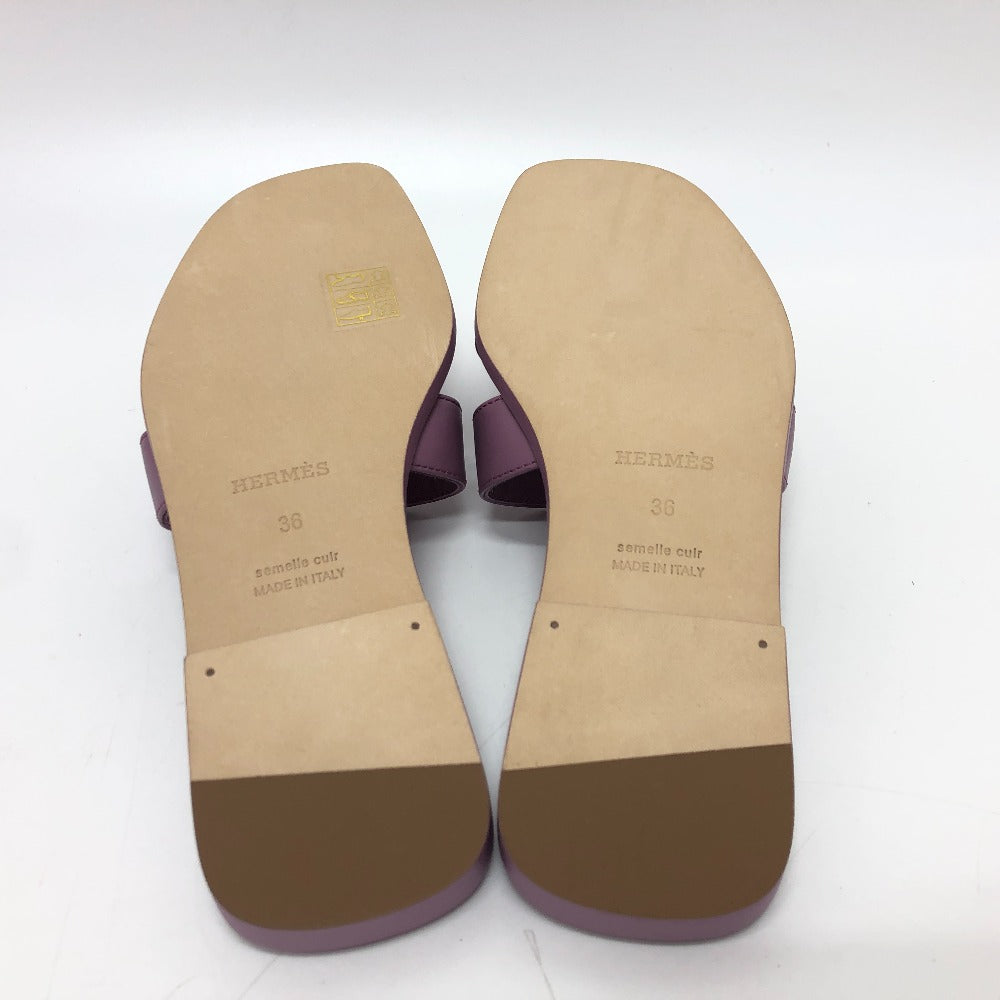 HERMES Sandals leather purple Oran Women 36 Used Authentic