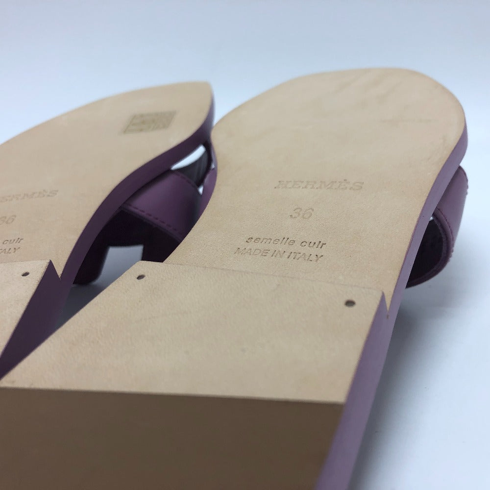 HERMES Sandals leather purple Oran Women 36 Used Authentic