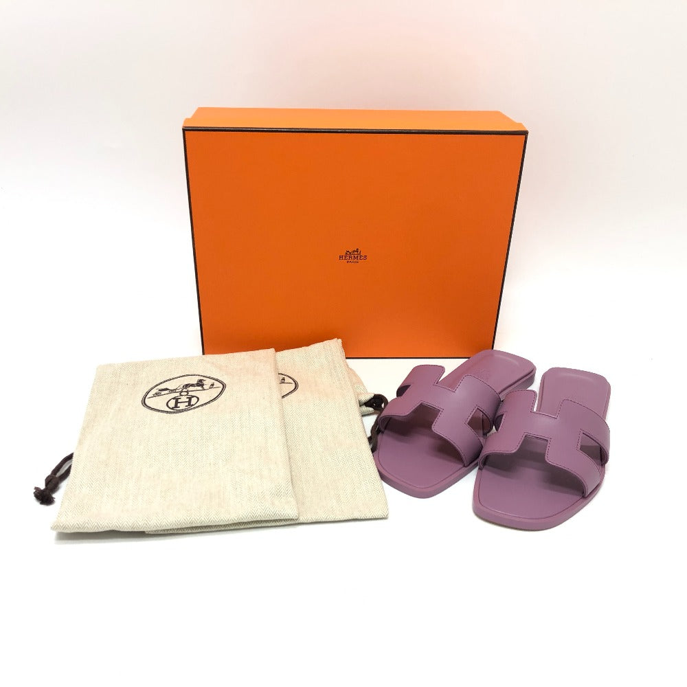 HERMES Sandals leather purple Oran Women 36 Used Authentic