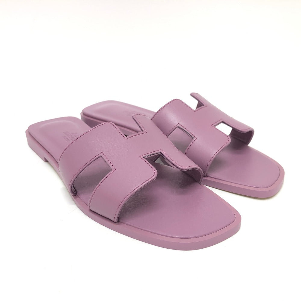 HERMES Sandals leather purple Oran Women 36 Used Authentic