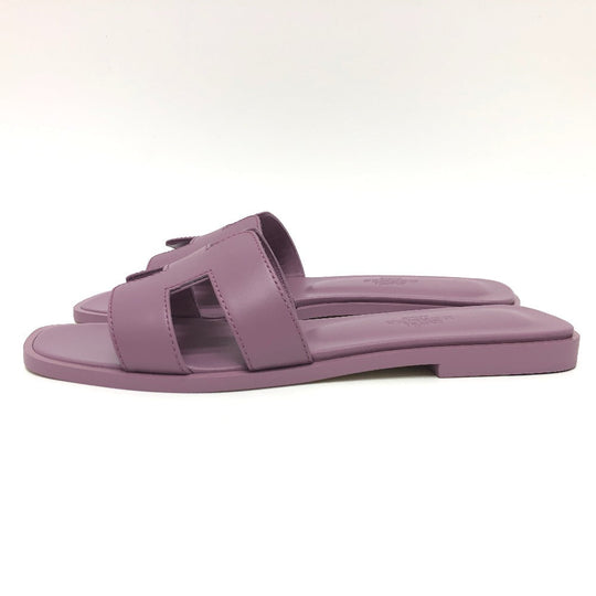 HERMES Sandals leather purple Oran Women 36 Used Authentic