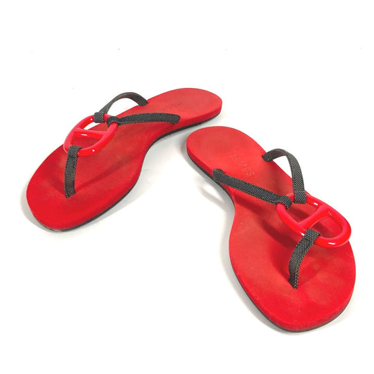 HERMES Sandals Canvas, Plastic Red Chene Dunkle Beach Sandals Caranera No size listed