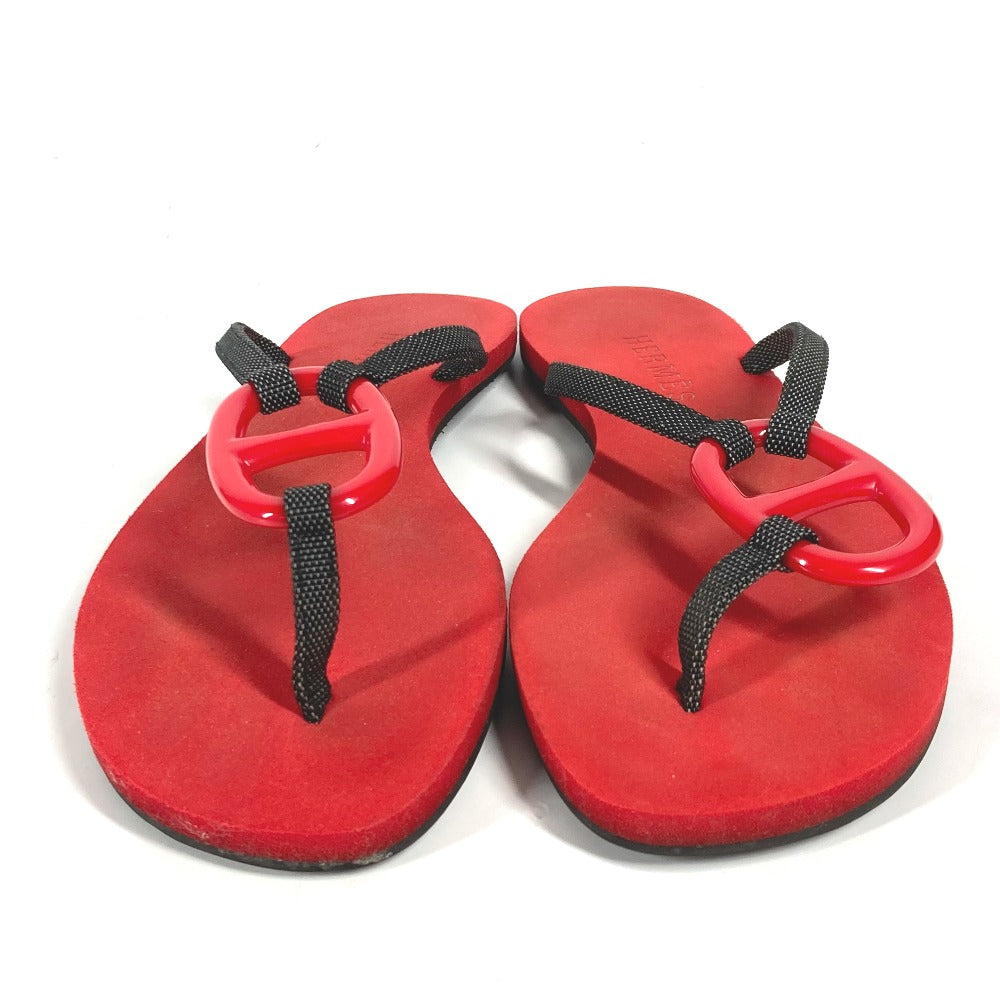 HERMES Sandals Canvas, Plastic Red Chene Dunkle Beach Sandals Caranera No size listed