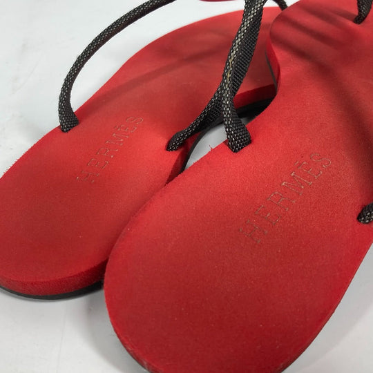 HERMES Sandals Canvas, Plastic Red Chene Dunkle Beach Sandals Caranera No size listed