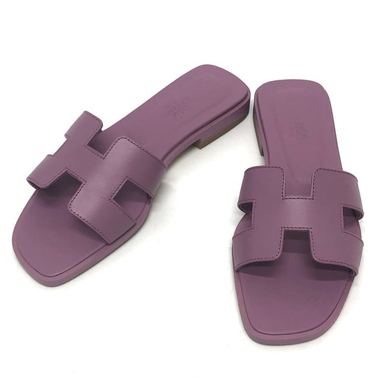 HERMES Sandals H202230Z BR340 leather purple Oran Women 36 Used Authentic