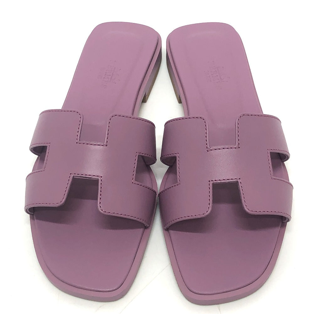 HERMES Sandals H202230Z BR340 leather purple Oran Women 36 Used Authentic
