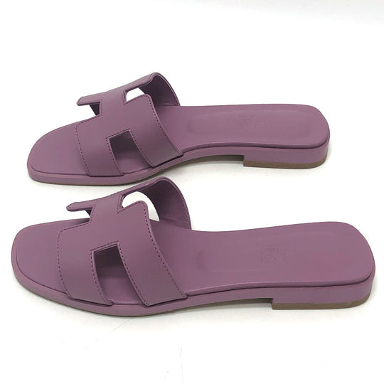 HERMES Sandals H202230Z BR340 leather purple Oran Women 36 Used Authentic