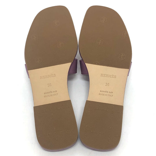 HERMES Sandals H202230Z BR340 leather purple Oran Women 36 Used Authentic