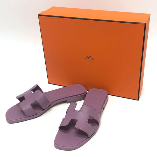 HERMES Sandals H202230Z BR340 leather purple Oran Women 36 Used Authentic