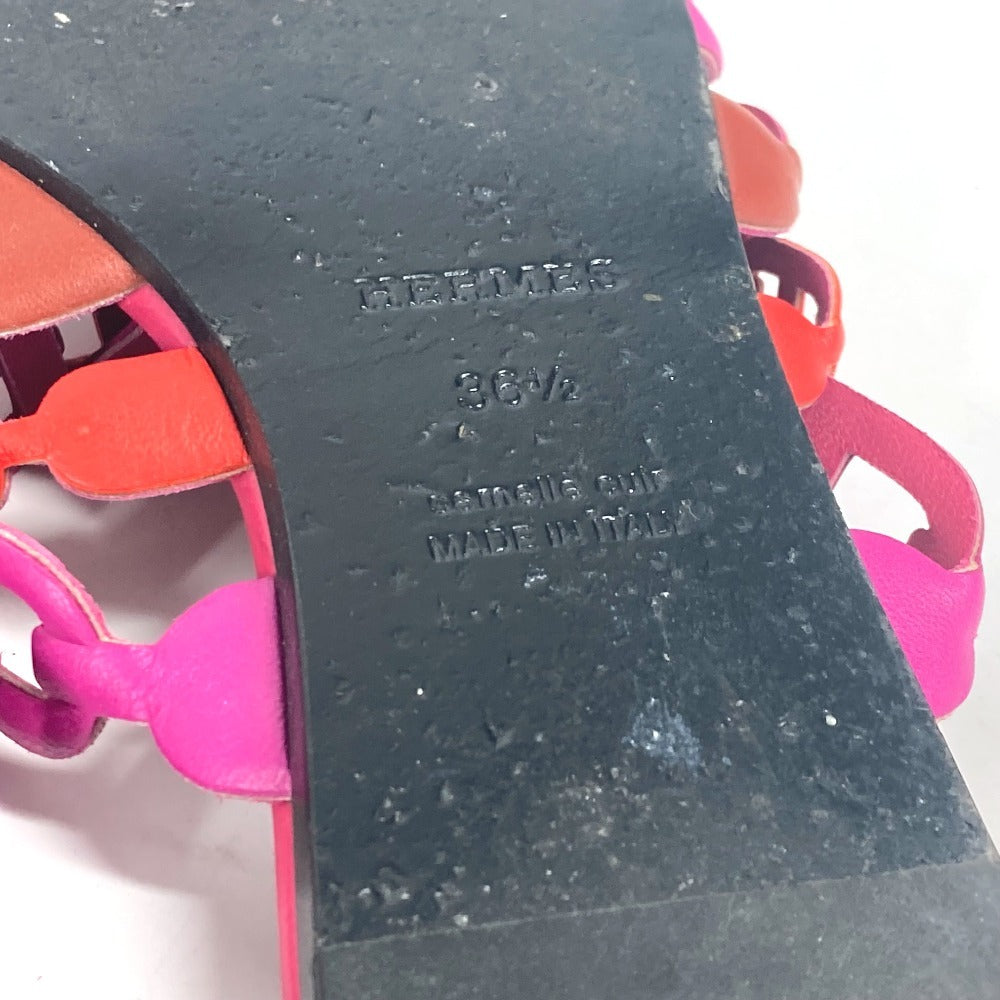 HERMES Sandals leather pink Shoes Flat Sandals Thalassa Chene Dunkle Women 36.5 Used Authentic