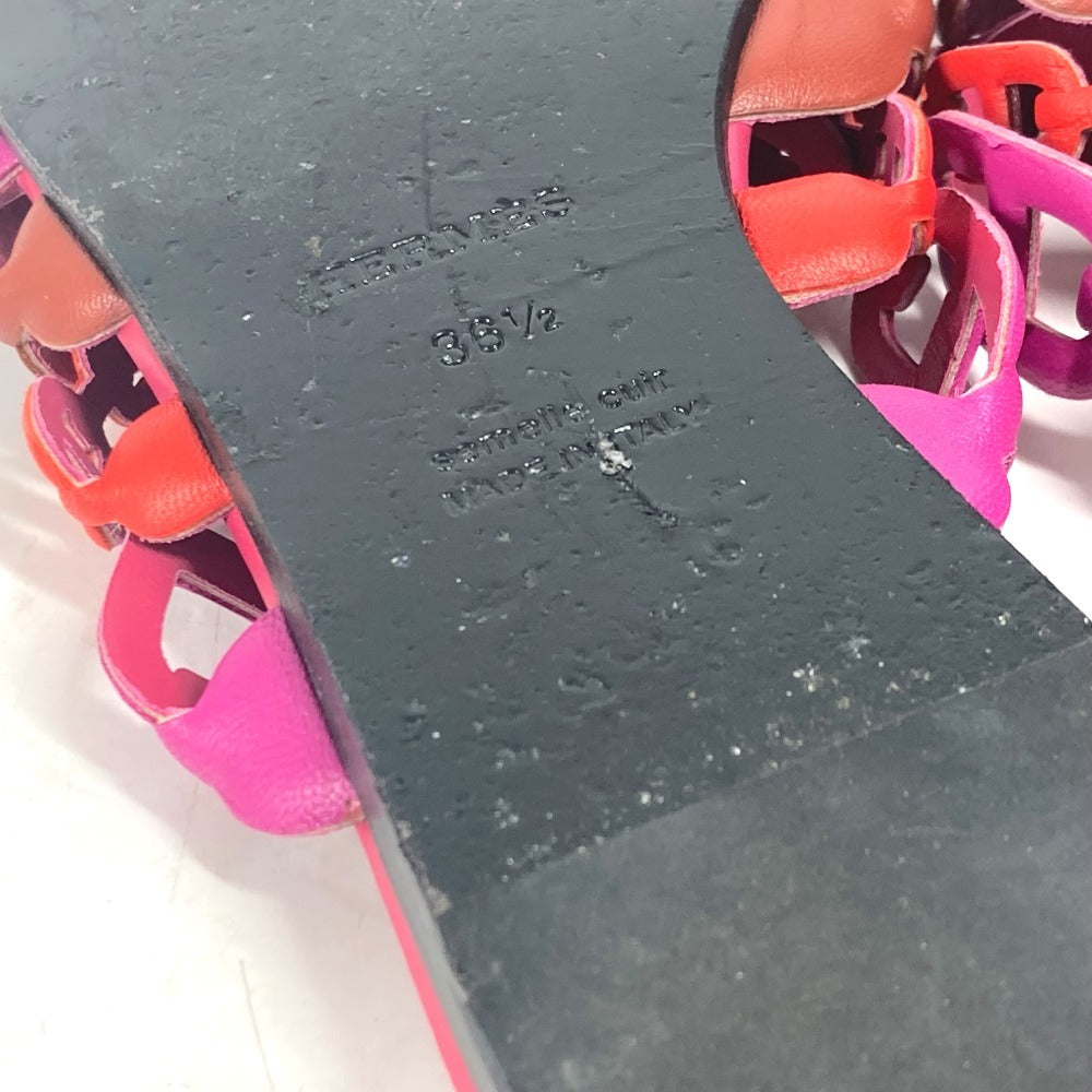 HERMES Sandals leather pink Shoes Flat Sandals Thalassa Chene Dunkle Women 36.5 Used Authentic