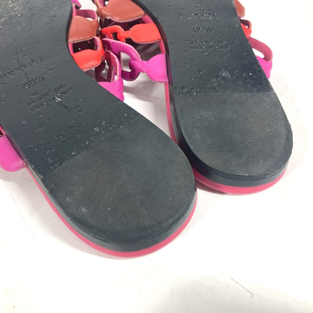 HERMES Sandals leather pink Shoes Flat Sandals Thalassa Chene Dunkle Women 36.5 Used Authentic
