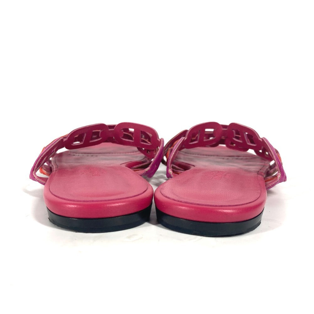 HERMES Sandals leather pink Shoes Flat Sandals Thalassa Chene Dunkle Women 36.5 Used Authentic