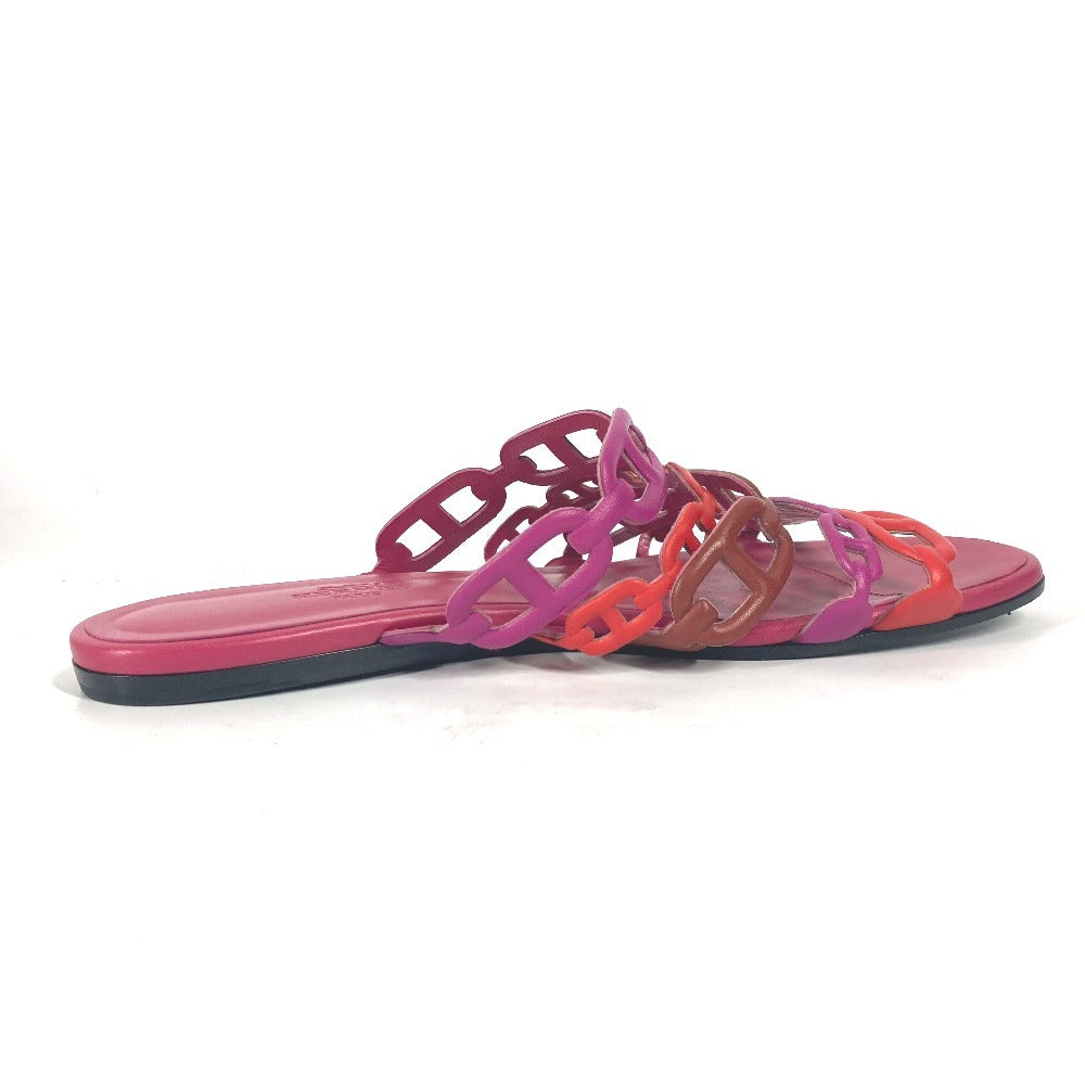 HERMES Sandals leather pink Shoes Flat Sandals Thalassa Chene Dunkle Women 36.5 Used Authentic