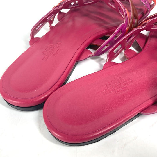 HERMES Sandals leather pink Shoes Flat Sandals Thalassa Chene Dunkle Women 36.5 Used Authentic